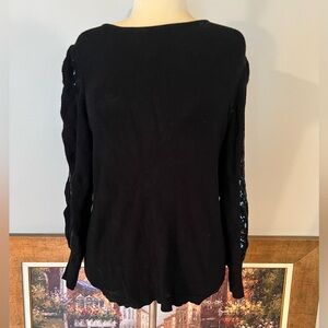 Chicos Sz 1 or 10 Black Sequin Arm Sweater